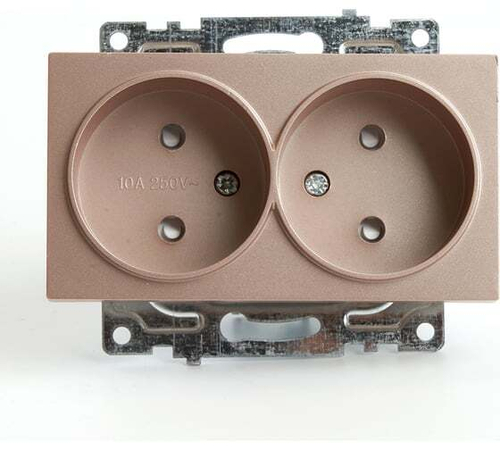 STEKKER Катрин Розетка мех. СУ 2 мест. 10А б/з с защитной шторкой шампань GLS10-7113-02 39597