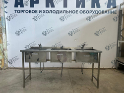 Мойка трехсекционная 1800х700х900 из нержавеющей стали (основание профиль 4х4)
