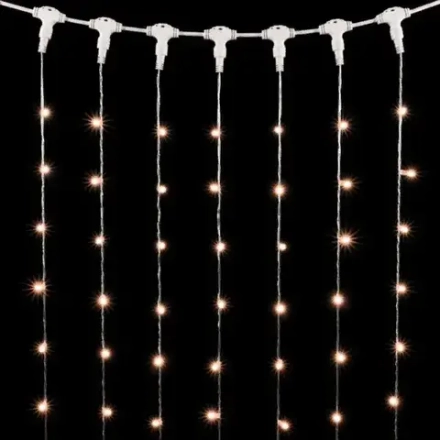 Светодиодный занавес с колпачком 2*3 м., 600 экстра теплых белых LED ламп, прозрачный провод ПВХ, IP65, LTC (PCL602CAP-10-2EWW)