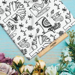 Ткань интерлок лесные сказочные звери