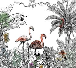 Фламинго с яркими акцентами 400x250 см