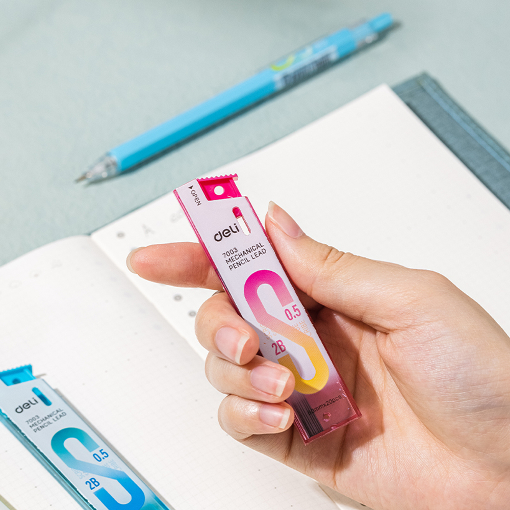 Грифели DELI для механических карандашей, 0,5 мм, 2В