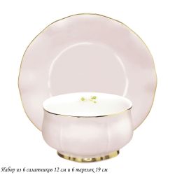 Lenardi 133-361 Набор 6 салатников 12см и 6 тарелок 19см MULTICOLOR в под.уп.(х4)Фарфор