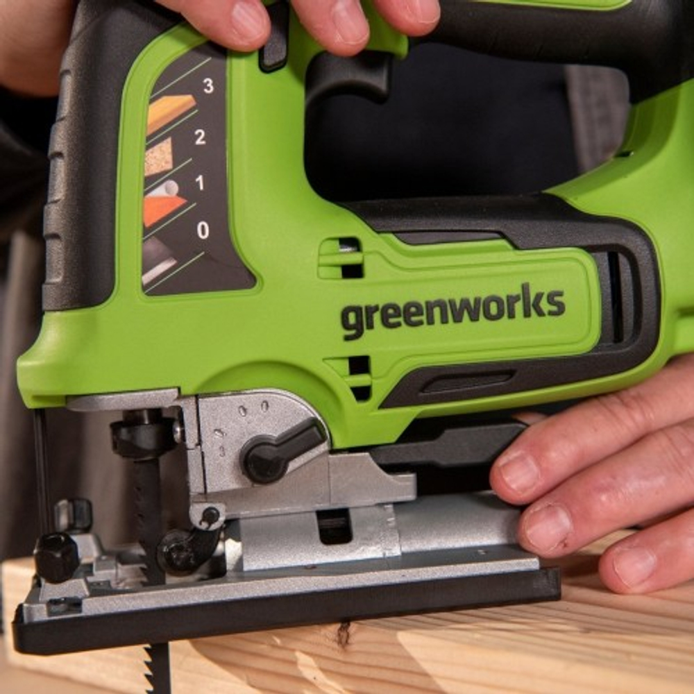 Лобзик аккумуляторный GREENWORKS GD24JS120 24V, АКБ 4Ач и ЗУ 3601407CUB