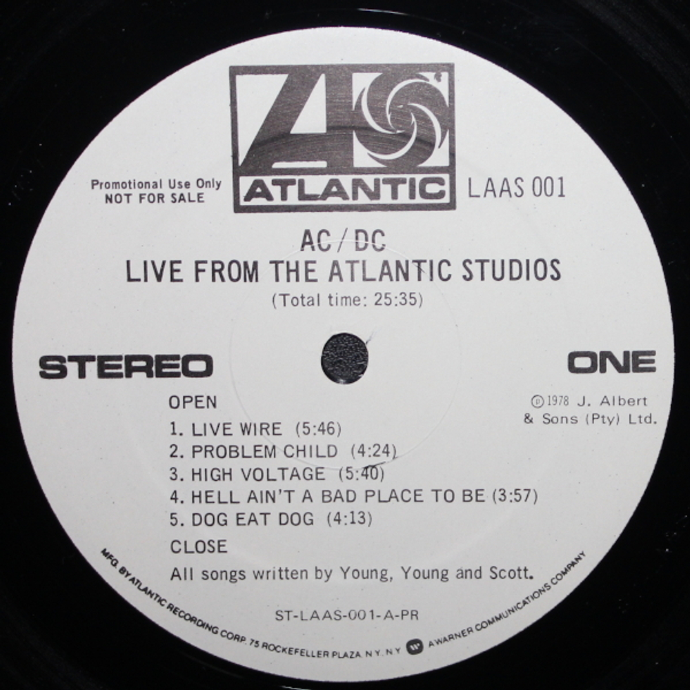 AC/DC / Live From The Atlantic Studios (LP)