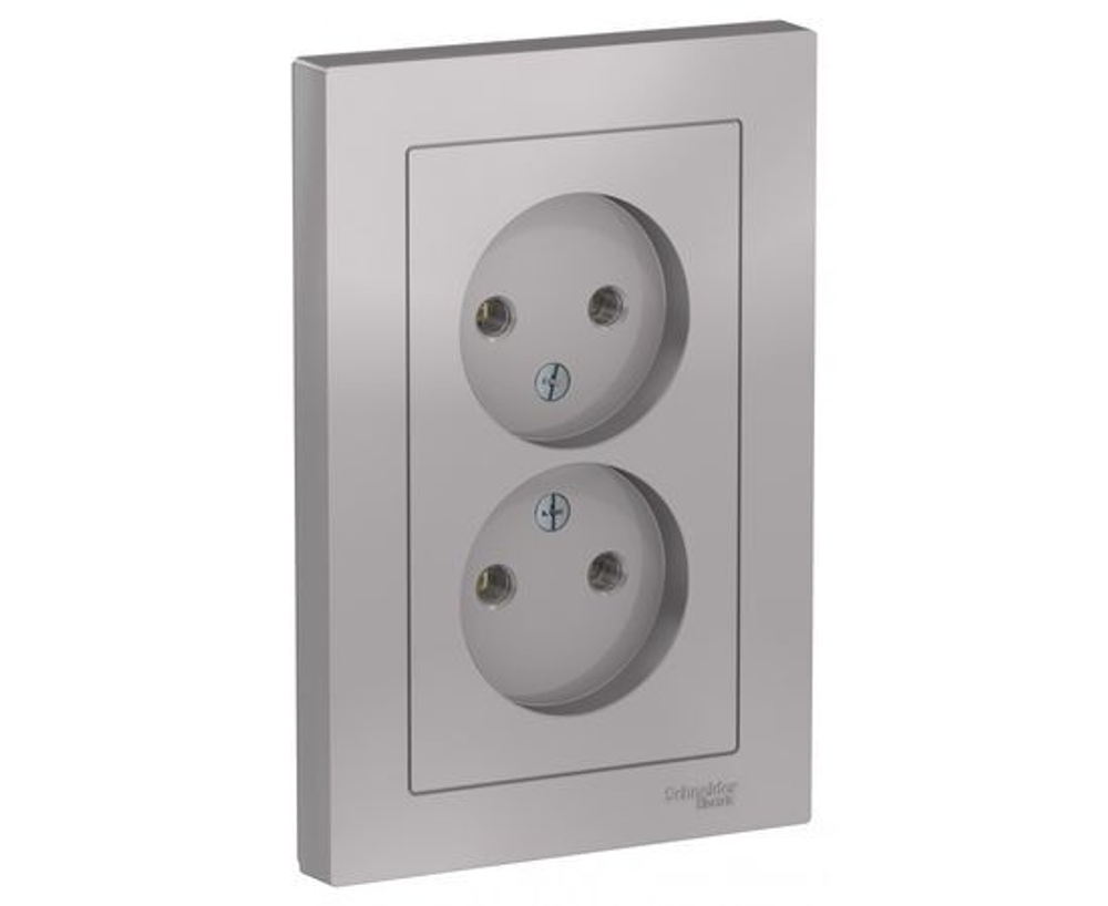 Розетка двойная без заземления Алюминий AtlasDesign Schneider Electric