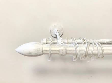 Карниз кованый рифленый для штор Ост Пуля d 25/16 двухрядный, цвет белое золото