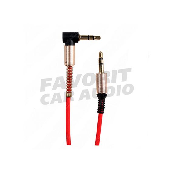 Кабель AUX, Jack 3,5mm(m) - Jack 3,5mm(m) без бренда JD-237, 1.0м, круглый, силикон, боковой, цвет: красный, в техпаке