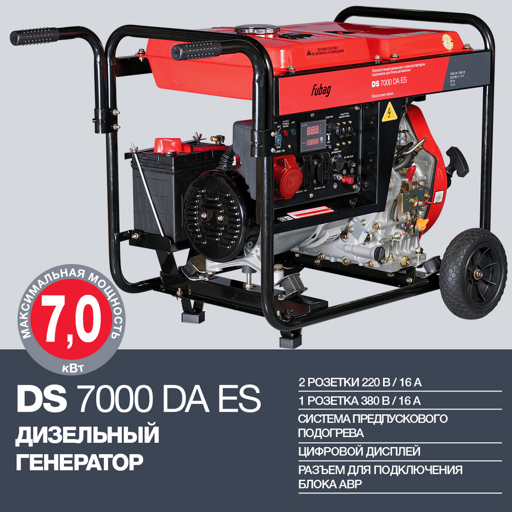 Генератор дизельный с электростартероми коннектором автоматики Fubag DS 7000 DA ES