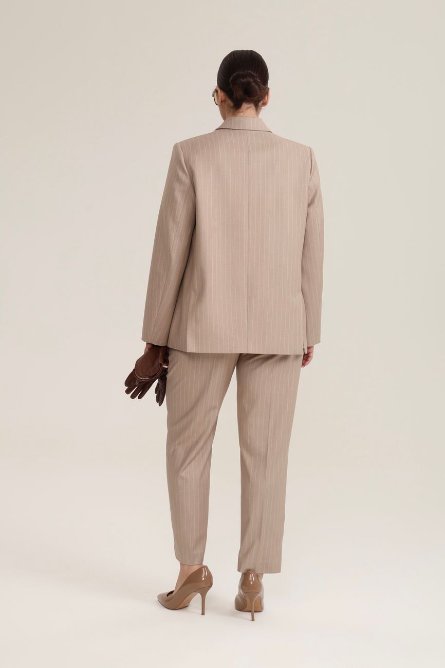 Брюки классические в полоску, мокко