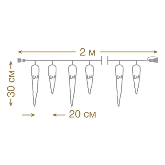 Светодиодные сосульки 40 теплых белых LED ламп, 2 м., 24В, прозрачный провод, Vegas (55036)