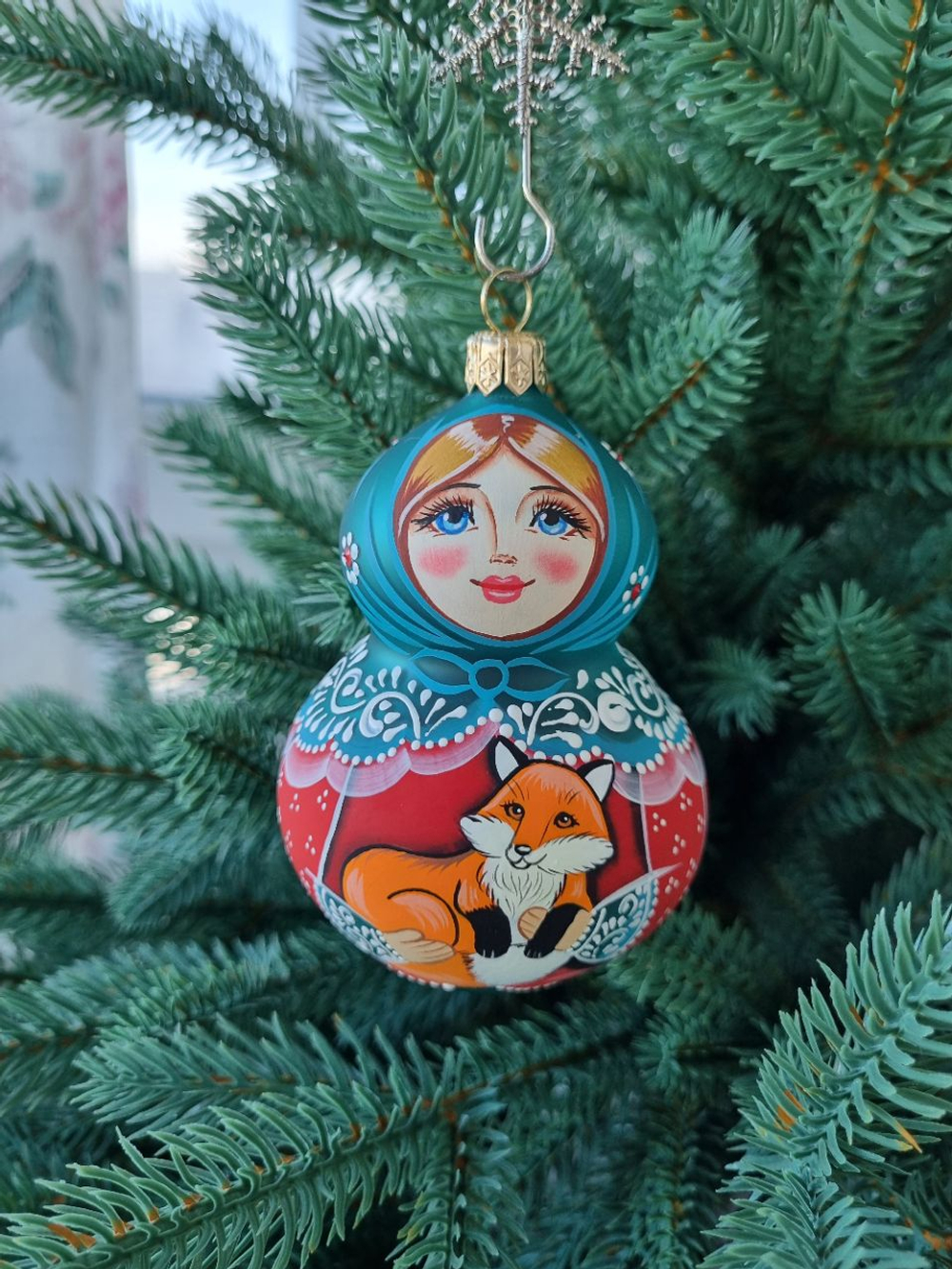 Стеклянная матрешка Танечка с лисичкой