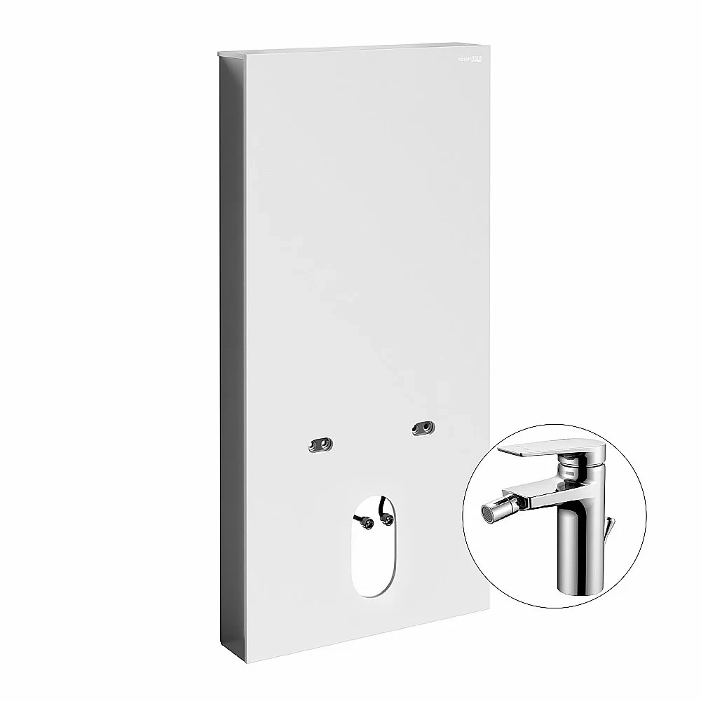 Инсталляция для биде со смесителем WasserKraft Naab 86BDT.050.WH.SQ3206 белая панель/смеситель хром
