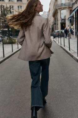 ZARA БЛЕЙЗЕР В ЁЛОЧКУ, РЫЖЕВАТО-КОРИЧНЕВЫЙ