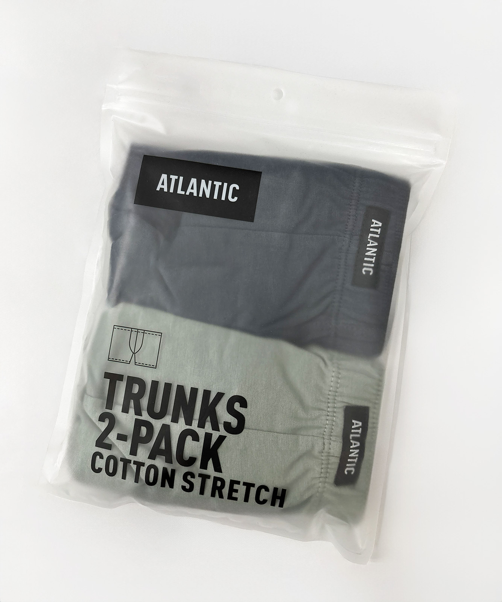 Мужские трусы шорты Atlantic, набор из 2 шт., хлопок, светло-зеленые + графитовые, 2RMH-007