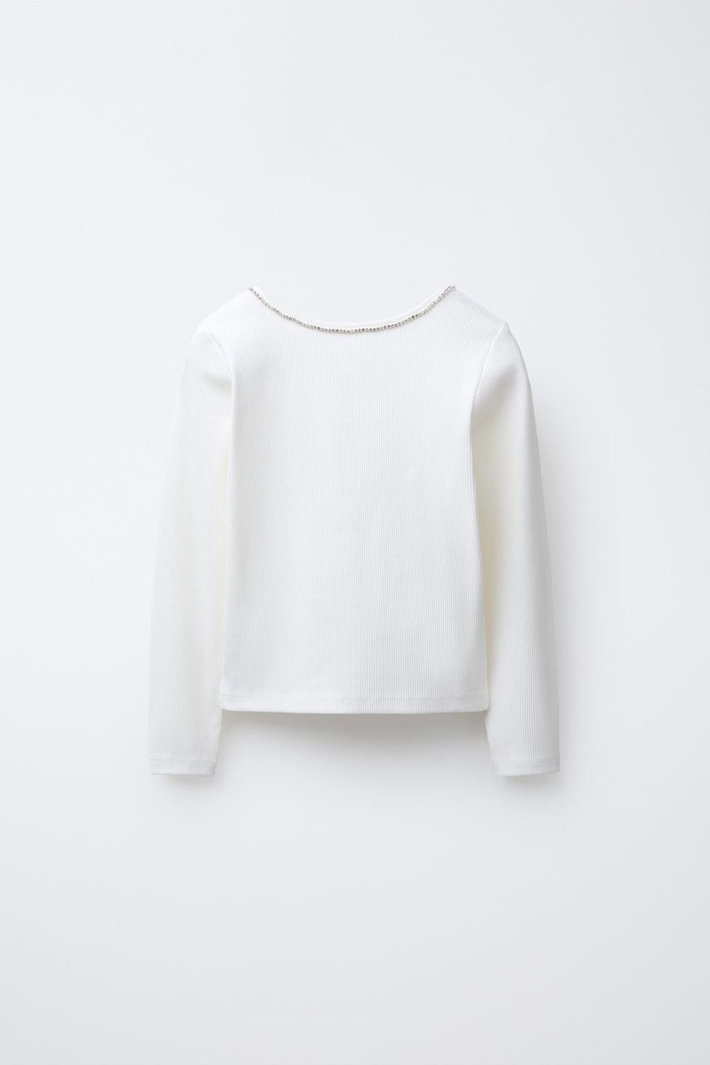 ZARA ТОП В РУБЧИК СО СТРАЗАМИ, БЕЛЫЙ