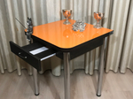 Кухонный раскладной стол с ящиком Glossy Wenge orange
