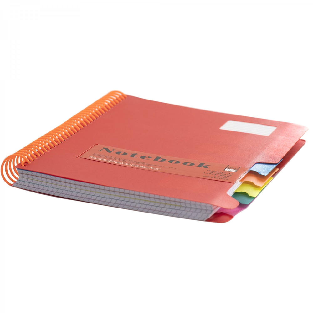 Тетрадь 200л., А4, клетка, Alingar "Завитки", цветная спираль, пластиковая обложка с информ. окном, цветные пластиковые разделители, ассорти 4 цвета