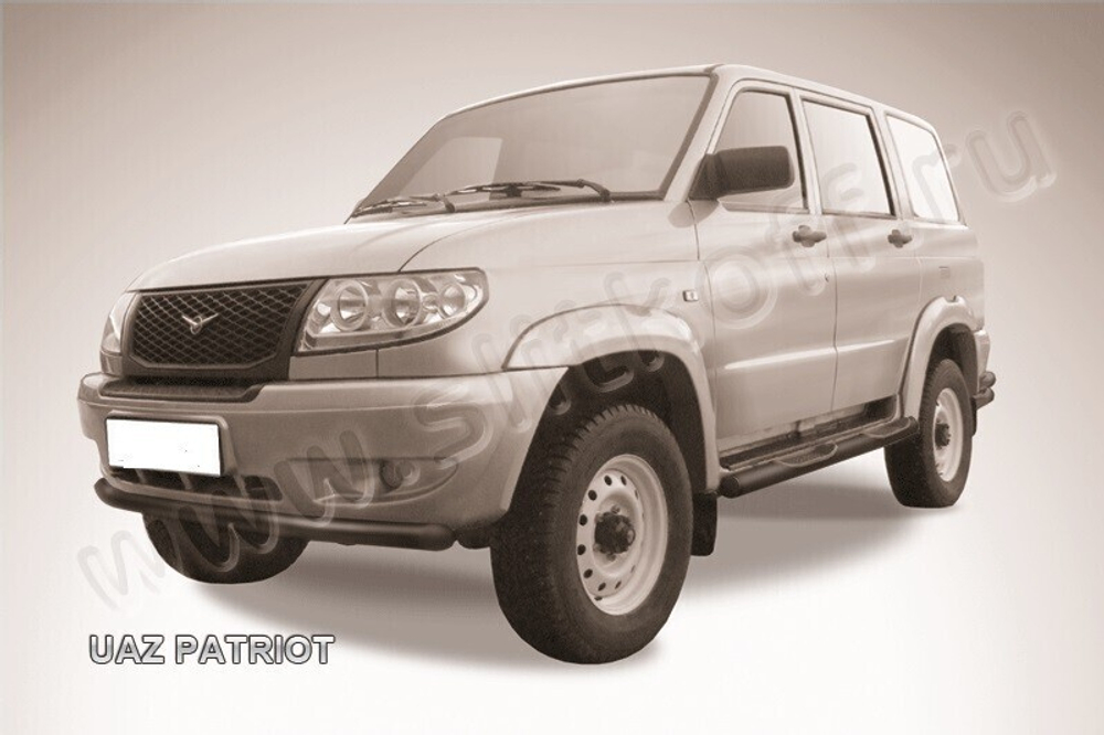 Защита переднего бампера UAZ Patriot (2005-2014) d57 серебристая