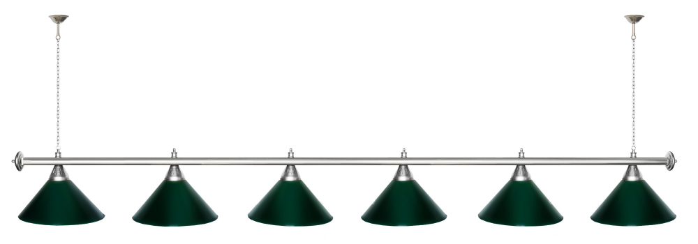 Лампа STARTBILLIARDS 6 пл. (плафоны зеленые,штанга зеленая,фурнитура золото)
