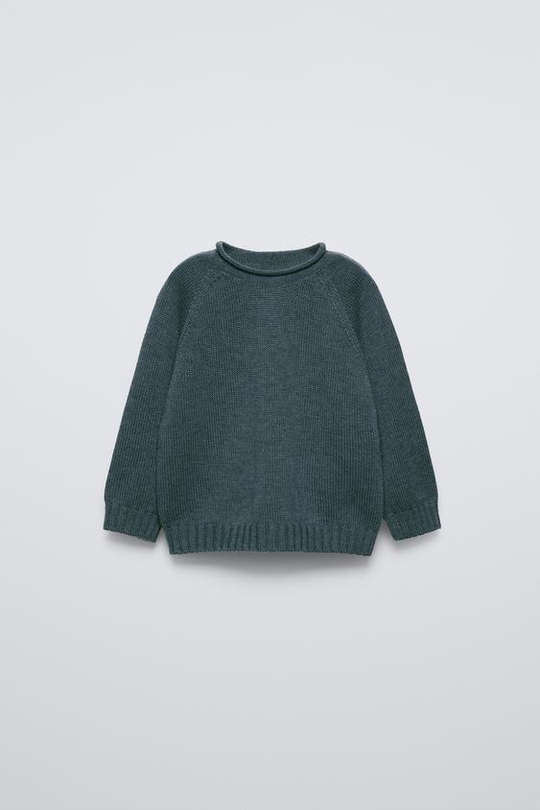ZARA СВИТЕР ИЗ 100% МЕРИНОСОВОЙ ШЕРСТИ, НЕФТЯНОЙ