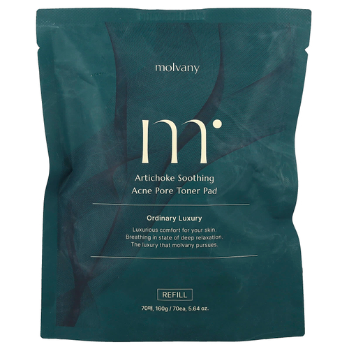 Molvany, успокаивающий тоник для пор с акне, с артишоком, запасной блок питания, 70 шт., 160 г (5,64 унции)