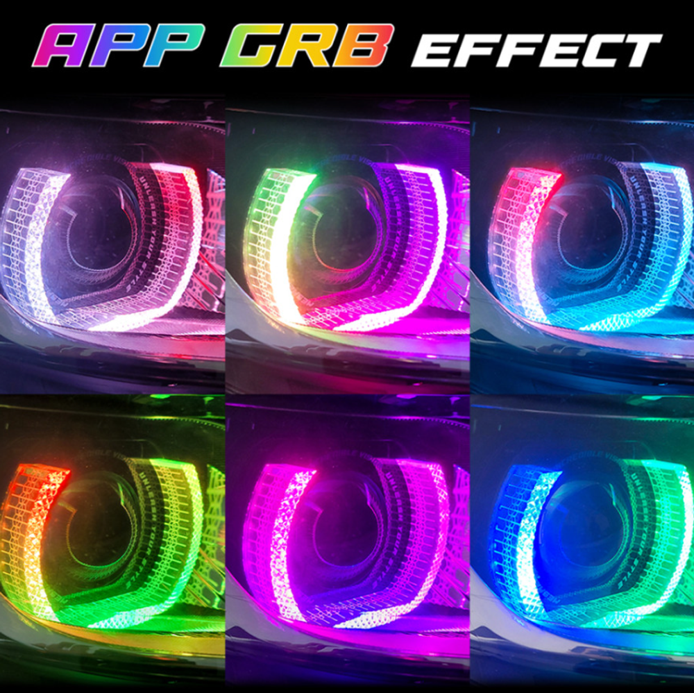 Бленда (маска) для линз 3.0 дюйма с DRL RGB-цвет U-образная (комплект, 2шт)