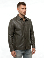 KHIMEONE Мужская кожаная куртка-рубашка из натуральной кожи наппа (Nappa)