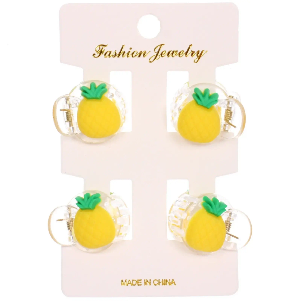 Заколки - крабики для волос детские 4шт «ЗЕФИР», ананасики, 2см