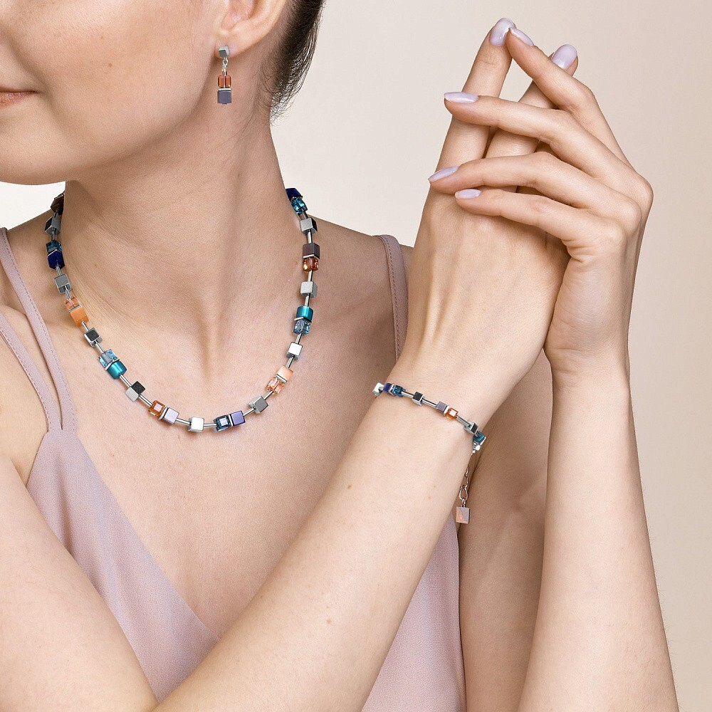 Серьги Coeur de Lion Blue-Turquoise-Peach 5022/21-0751 цвет серый, розовый