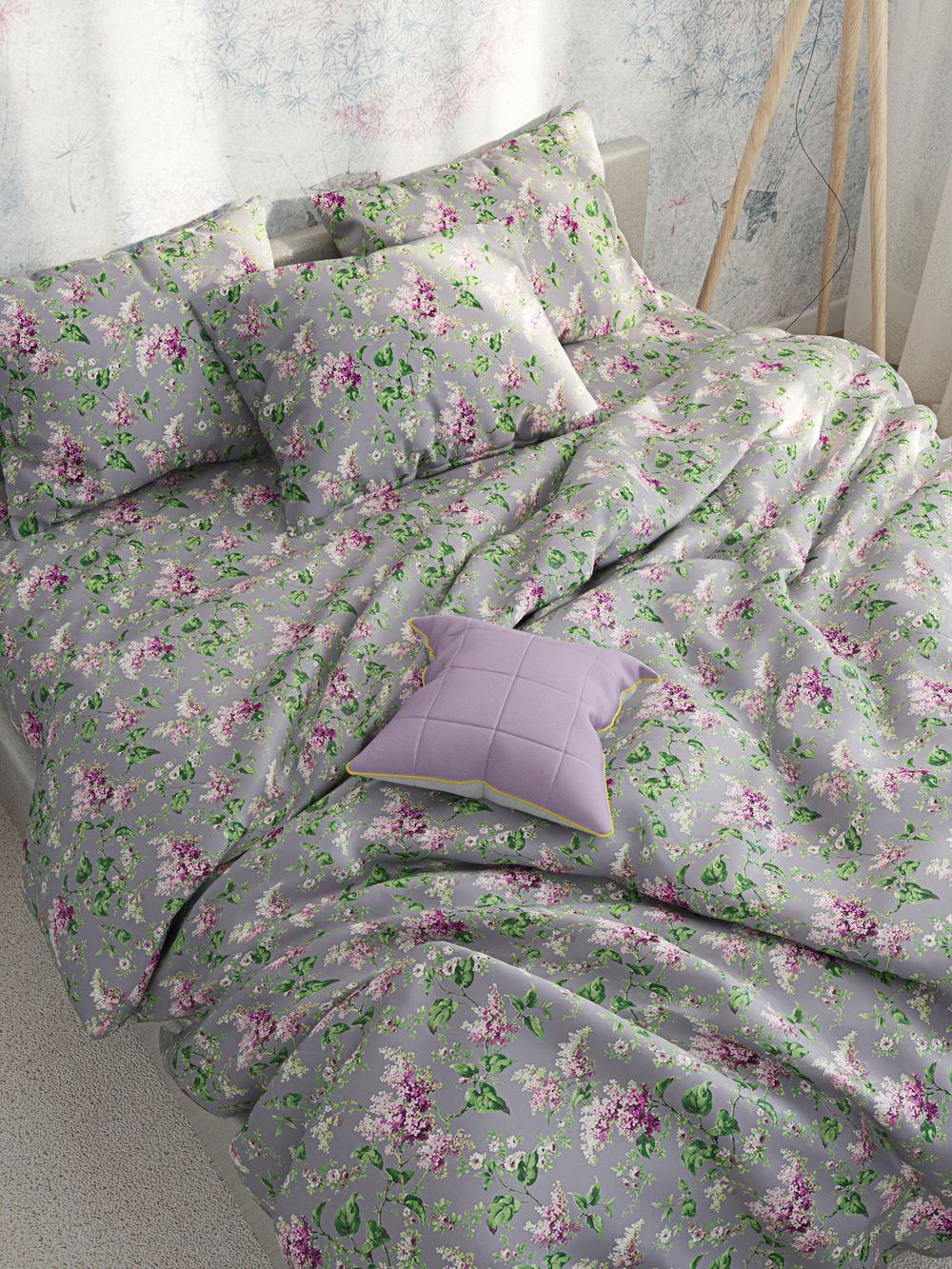 Наволочка комплект 2шт Сказка "Сирень" 70х70 см, перкаль