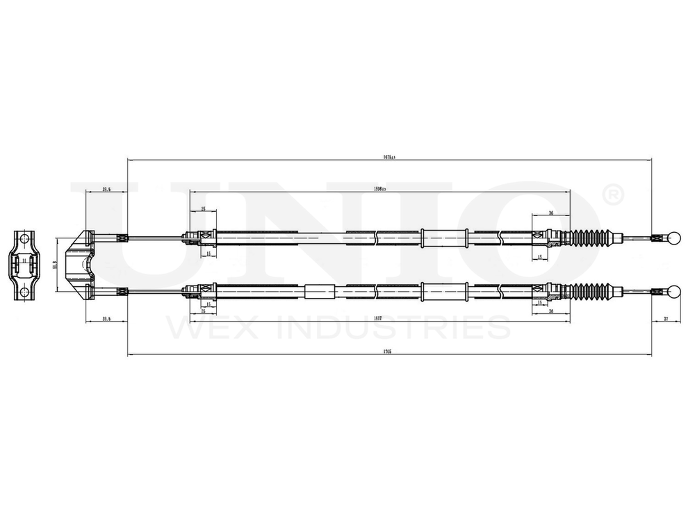 Трос стояночного тормоза задний UNIO CAB-60013