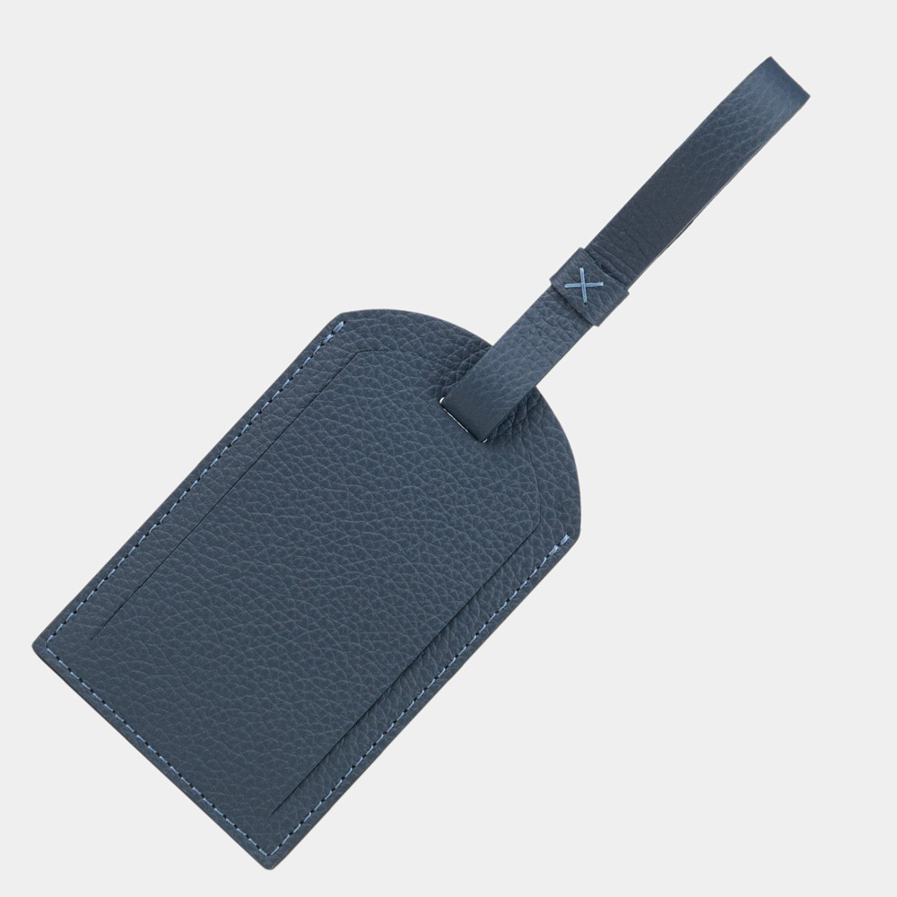 Багажная бирка из кожи теленка, синего цвета