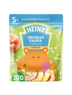 Каша молочная овсяная с персиком и Омега 3 Heinz 200г с 5 месяцев