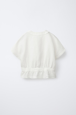 ZARA БЛУЗА ИЗ 100% ЛЬНА, СВЕТЛЫЙ ЭКРЮ