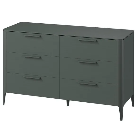 Комод Type из массива дуба, 6 ящиков, ширина 170 см (темно-серый)