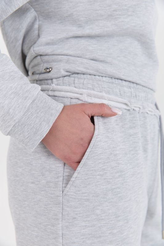 Брюки широкие из футера, серый