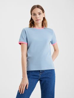 Женская футболка серо-голубой/розовый неон - folly dot.