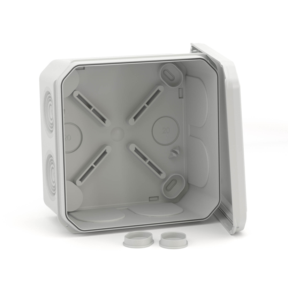 Коробка ответвительная с 8+2 кабельными вводами д.25/20 мм,IP55,100х100х50 мм (розница)