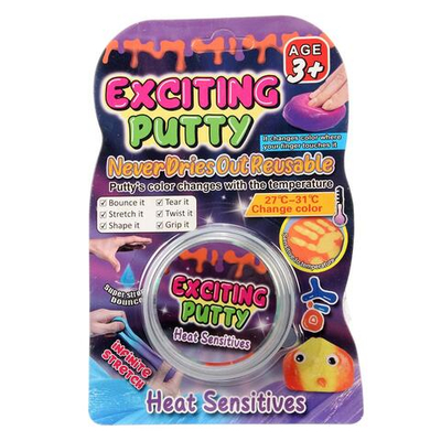 Лизун попрыгун меняет цвет от температуры, в комплекте нос, глаза, вес лизуна 20 г, 4 цвета микс, с