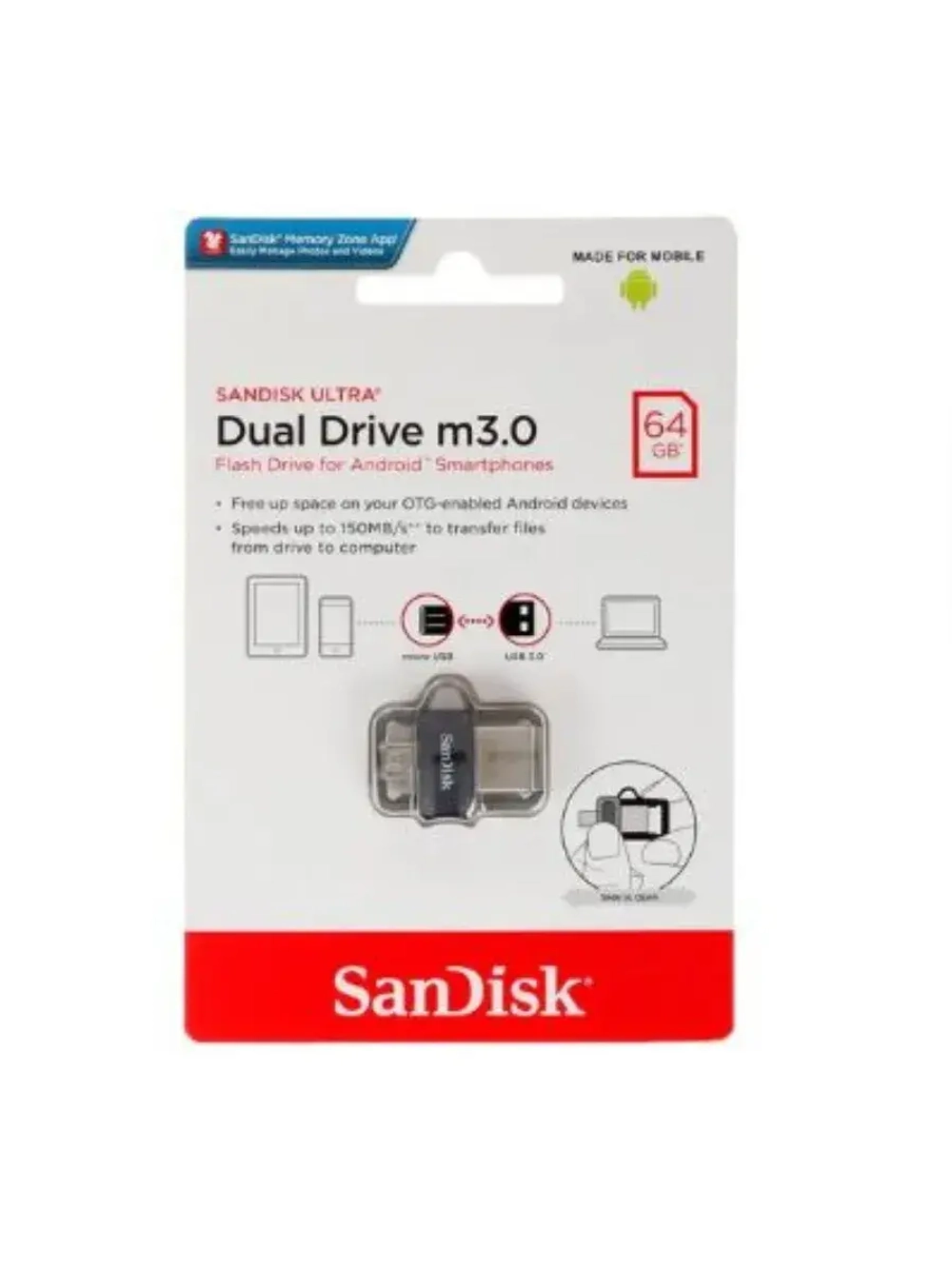 Память USB Flash 64 ГБ Ultra Dual m3.0 SDDD3-064G-G46 GREY