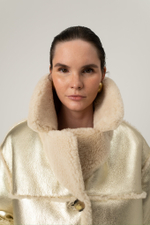 Двусторонняя золотая шуба-дублёнка