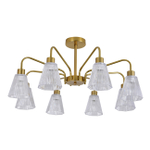 Люстра на штанге 8х40Вт Е14, металл/стекло, медь/прозрачный граненый