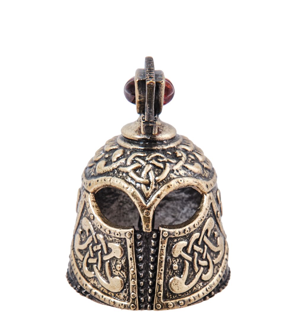 AM- 746 Колокольчик «Шлем Спарта» (латунь, янтарь)