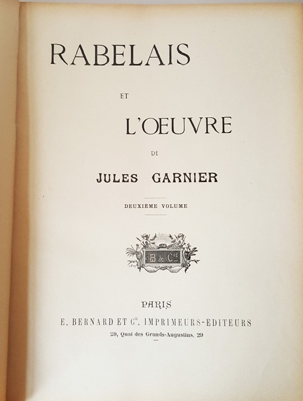 "Rabelais et loeuvre de Jules Garni (Рабле и творчество Жюля Гарни)"  1897 г.  Антикварная книга