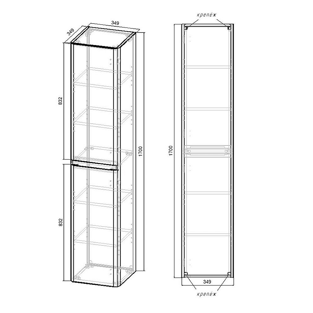 Шкаф-пенал Vincea Vico 35 V.Oak