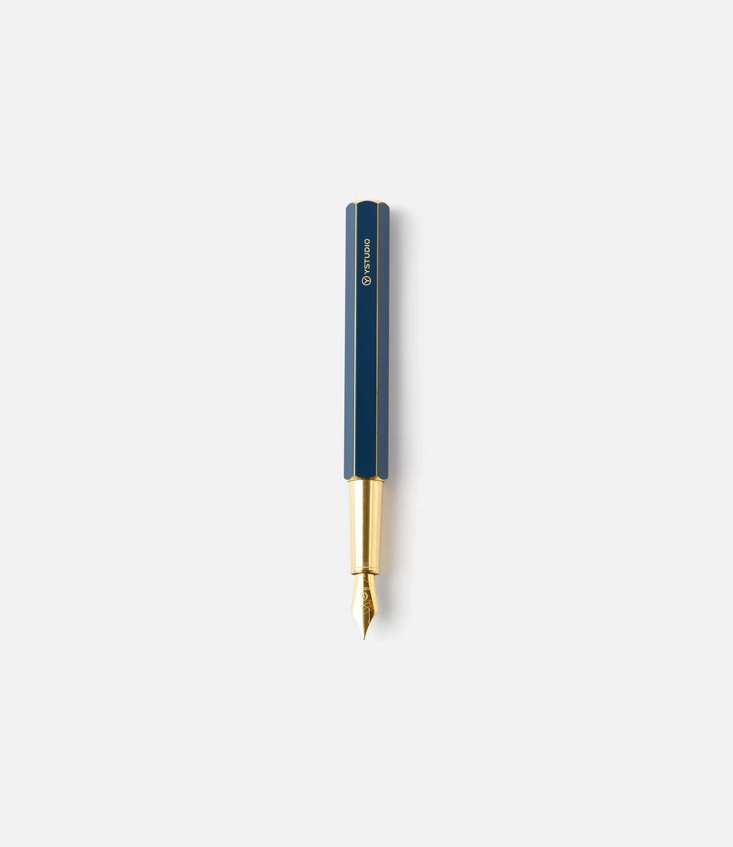 Ystudio Classic Revolve Fountain Pen Blue — перьевая ручка из латуни
