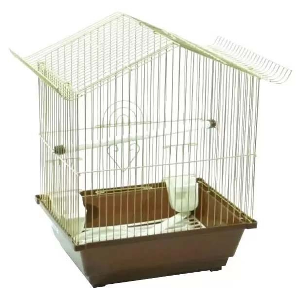 №1 Клетка для птиц (ДкпА111G), пагода, укомплектованная, 30*23*39 см