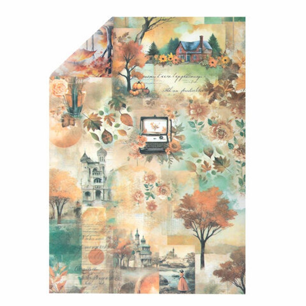 Бумага для скрапбукинга 15х21 см "Осень", двусторонняя, 12 листов, 240 г/м2, ОСТРОВ СОКРОВИЩ, 665446