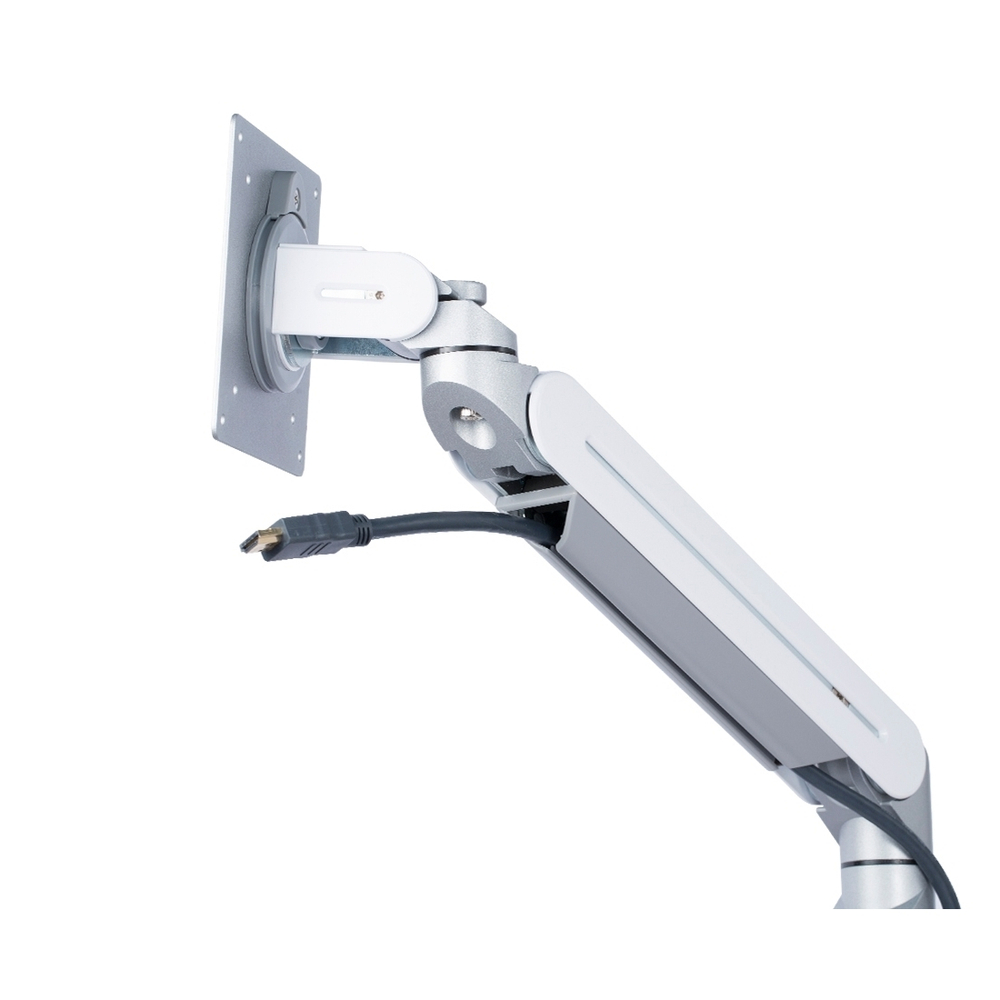 ErgoFount DFS-102WSlat Крепление на перегородку для монитора диагональю до 24'' с двухколенным вылетом и газово-пружинным амортизатором. Цвет - серебристый